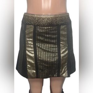 Y2K Black Gold studded sequin Mini skirt Vintage Glam Party Punk Goth Rocker